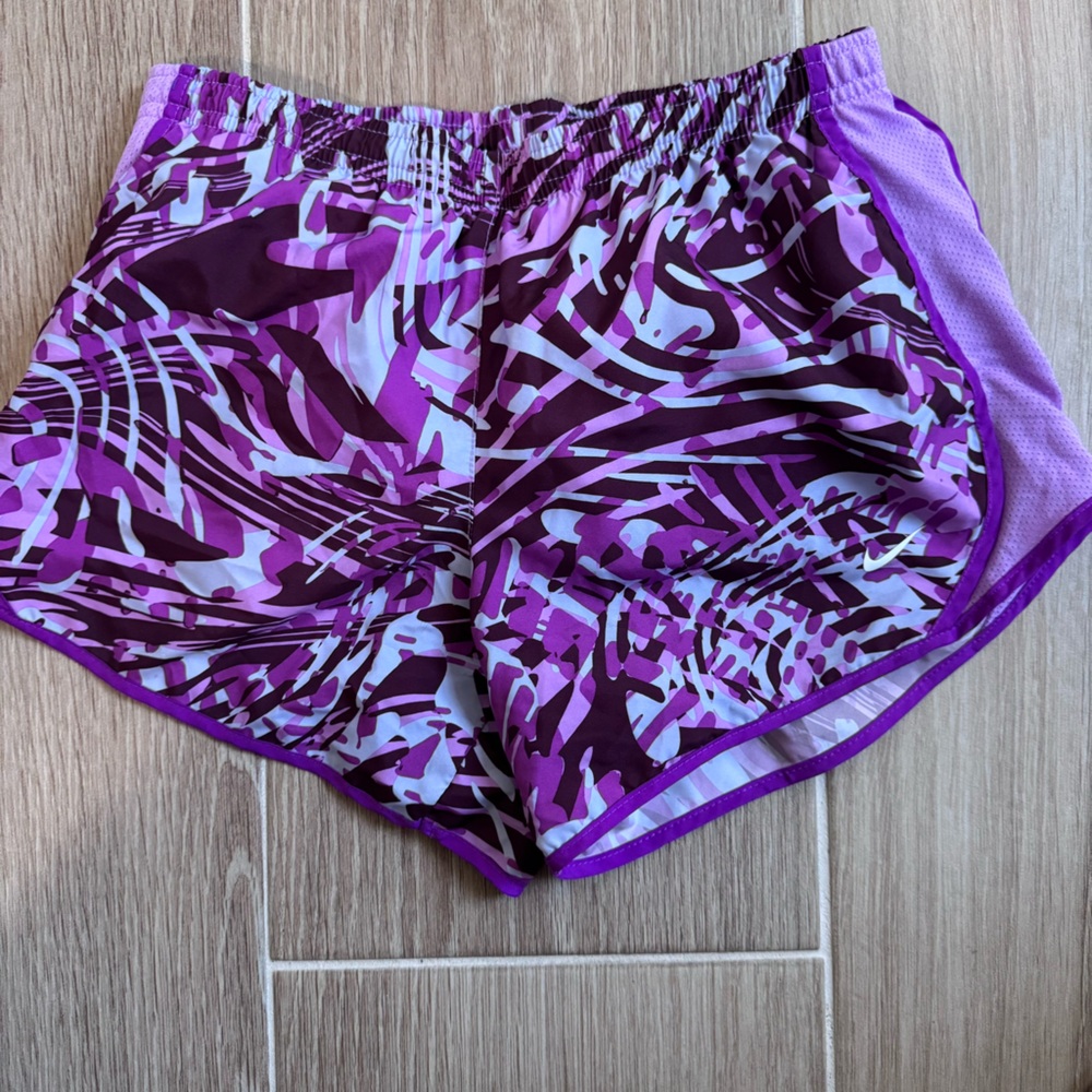 Nike White and Purple Dri-Fit Shorts